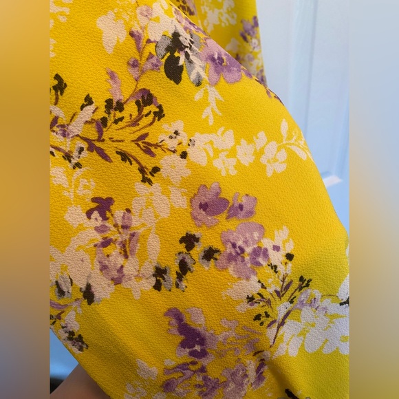 Sunshine Yellow Dress with Purple Floral Detailing | 10 | Julia Jordan - Picture 4 of 6